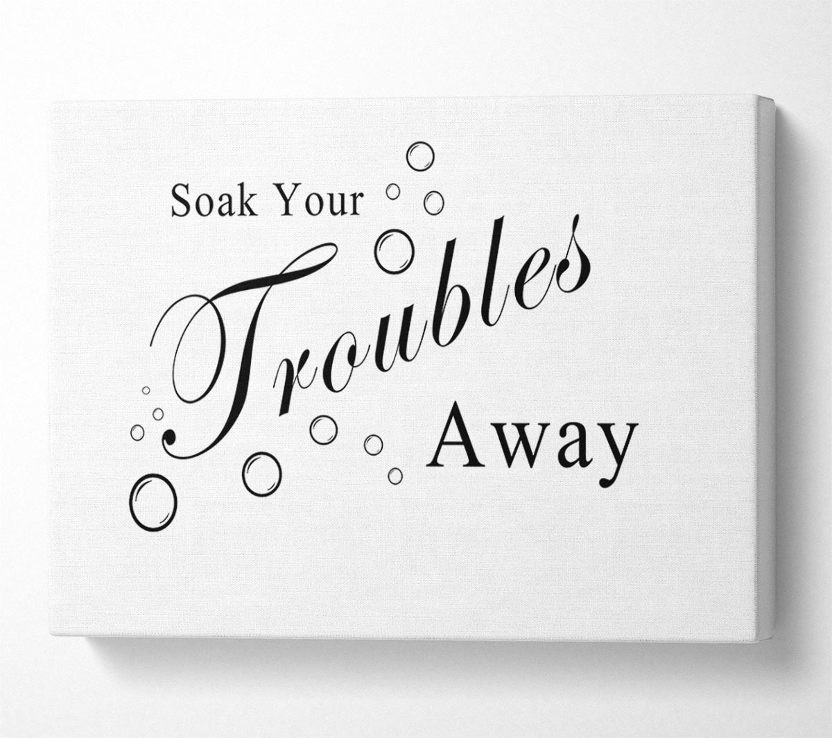 Bathroom Quote Soak Your Troubles Away White Canvas Wall Art