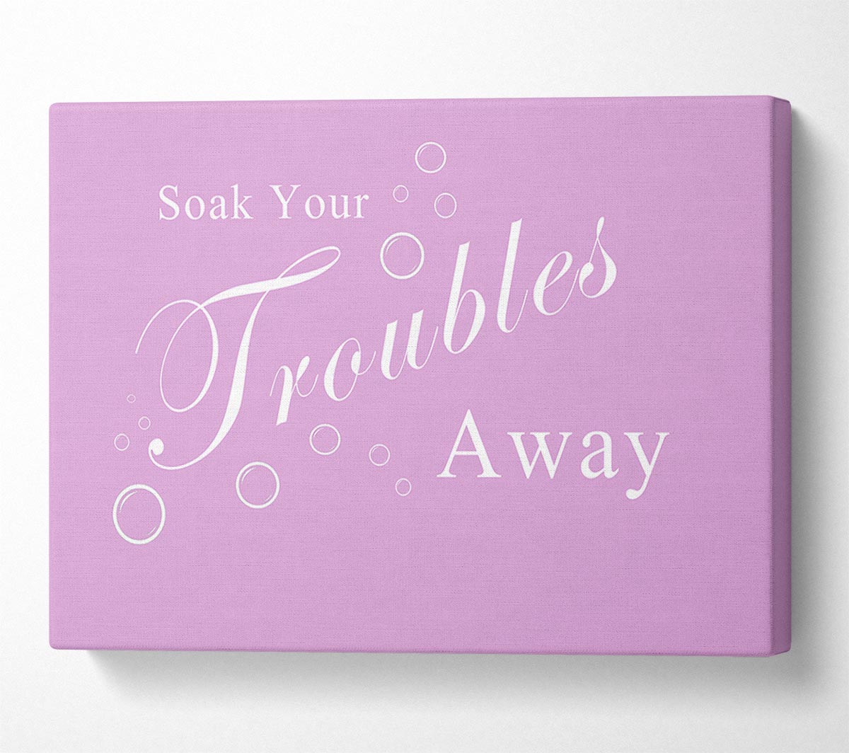 Bathroom Quote Soak Your Troubles Away Pink Canvas Wall Art