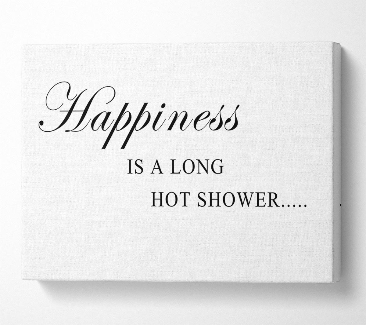 Bathroom Quote Happiness Is A Long Hot Shower White Canvas Wall Art
