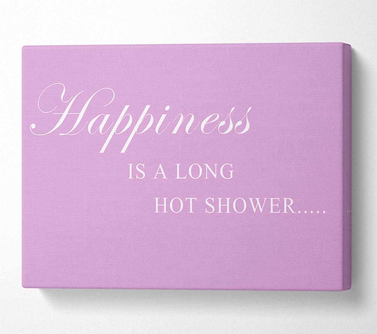 Bathroom Quote Happiness Is A Long Hot Shower Pink Canvas Wall Art