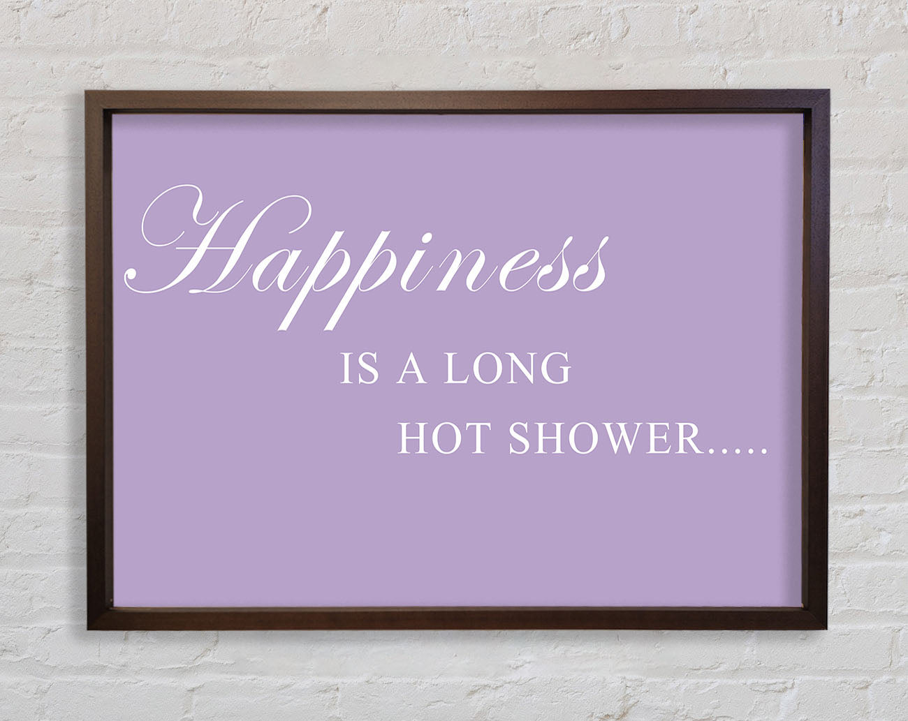 Bathroom Quote Happiness Is A Long Hot Shower Lilac Framed Wall Art