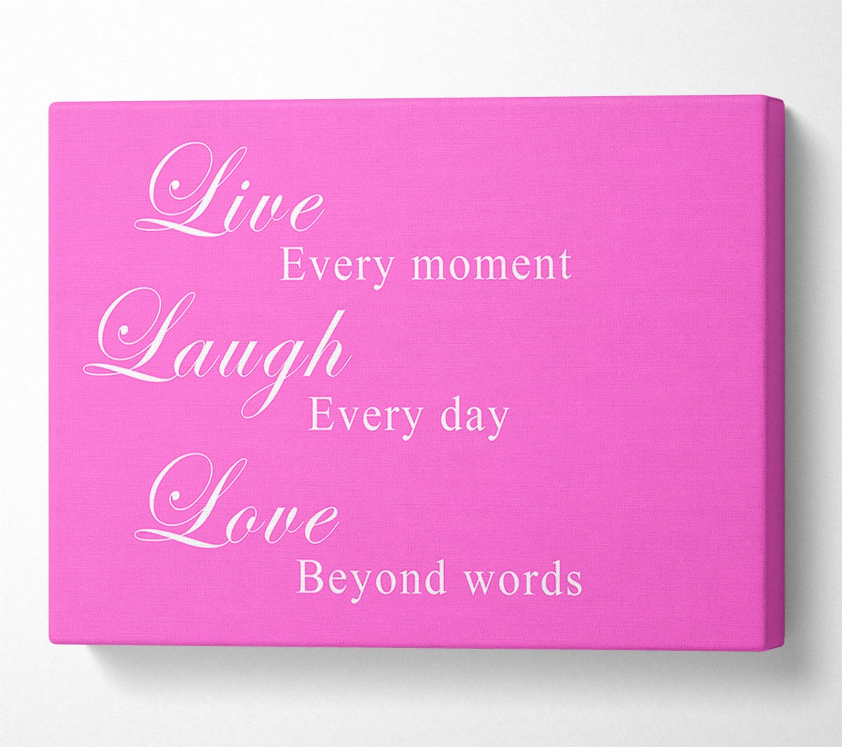 Love Quote Live Laugh Love Vivid Pink Canvas Wall Art