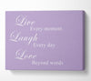 Love Quote Live Laugh Love Lilac Canvas Wall Art