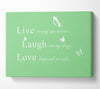 Love Quote Live Every Moment Green Canvas Wall Art