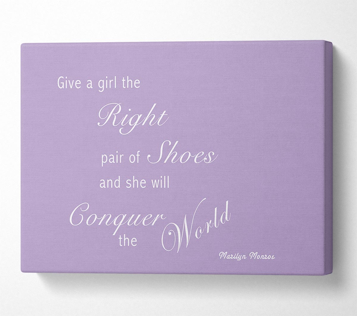 Girls Room Quote The Right Pair Of Shoes Marilyn Monroe Lilac Canvas Wall Art