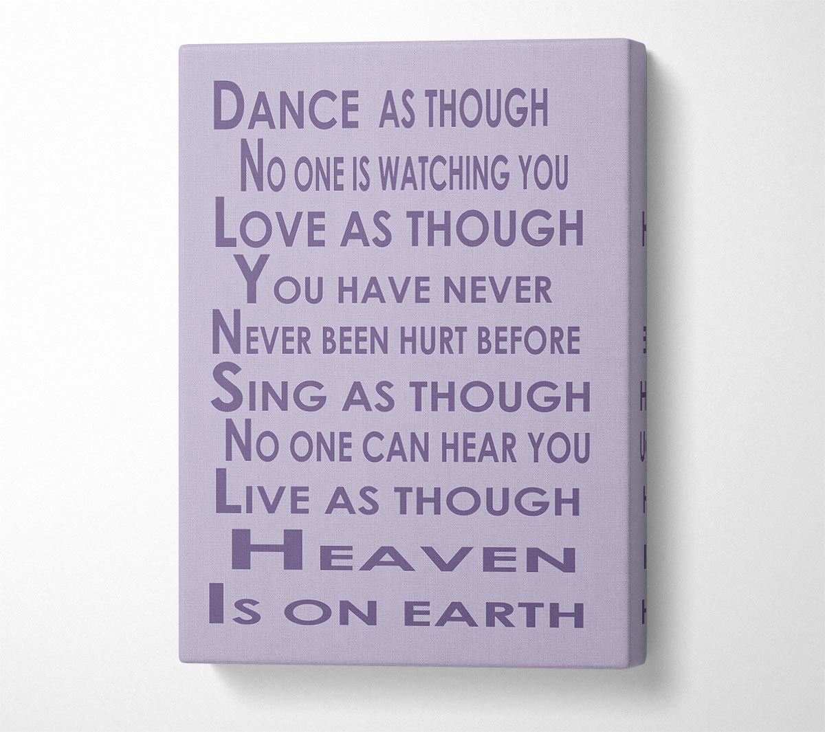 Home Quote Heaven Is On Earth Lilac Canvas Wall Art