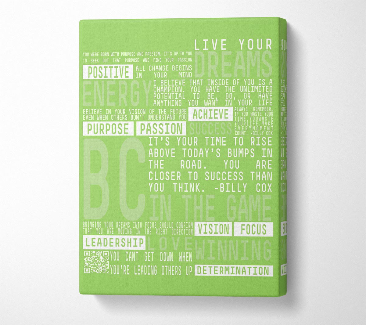 Live Your Dreams Lime Green Canvas Wall Art