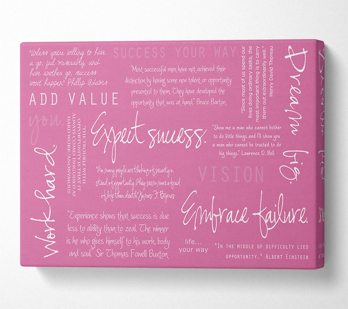 Work Hard Dream Big Expect Success Pink Canvas Wall Art