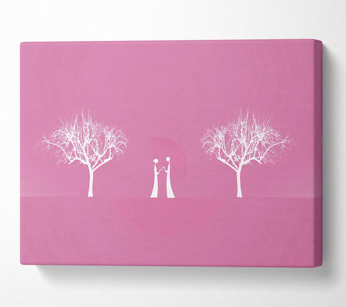 Love Between The Trees And Moon Pink Canvas Wall Art