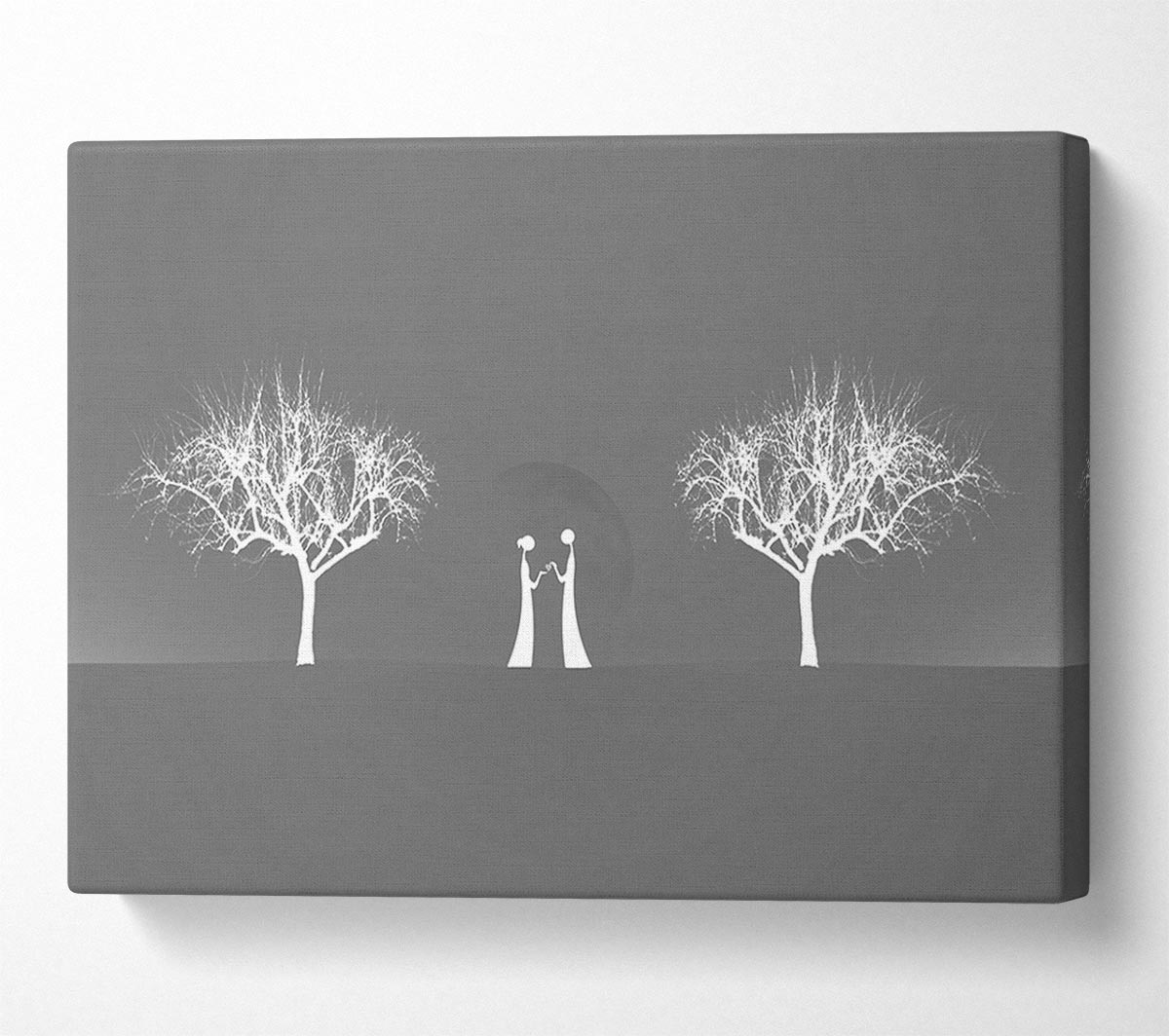 Love Between The Trees And Moon Grey Canvas Wall Art