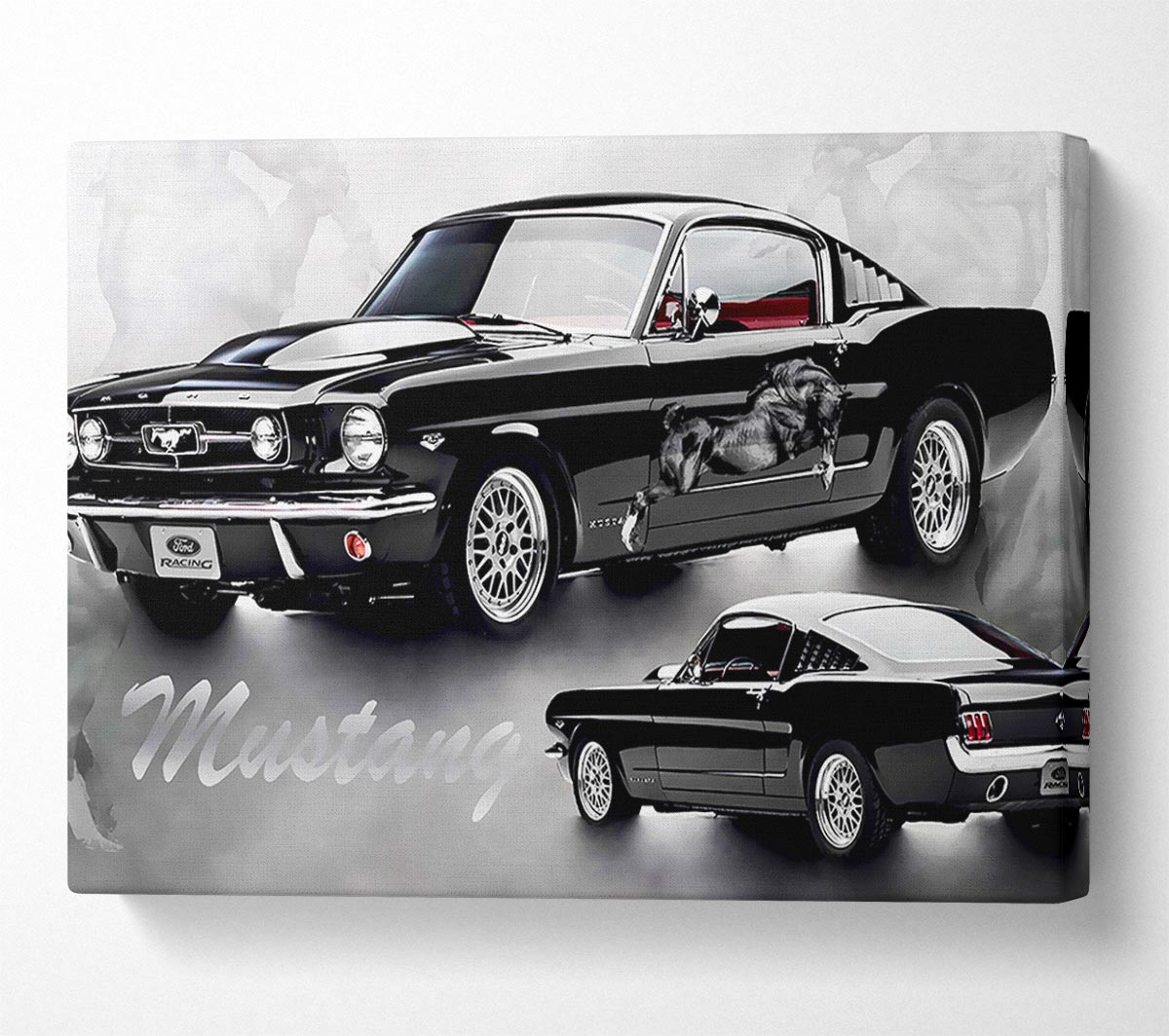 Mustang 65 Black Canvas Wall Art
