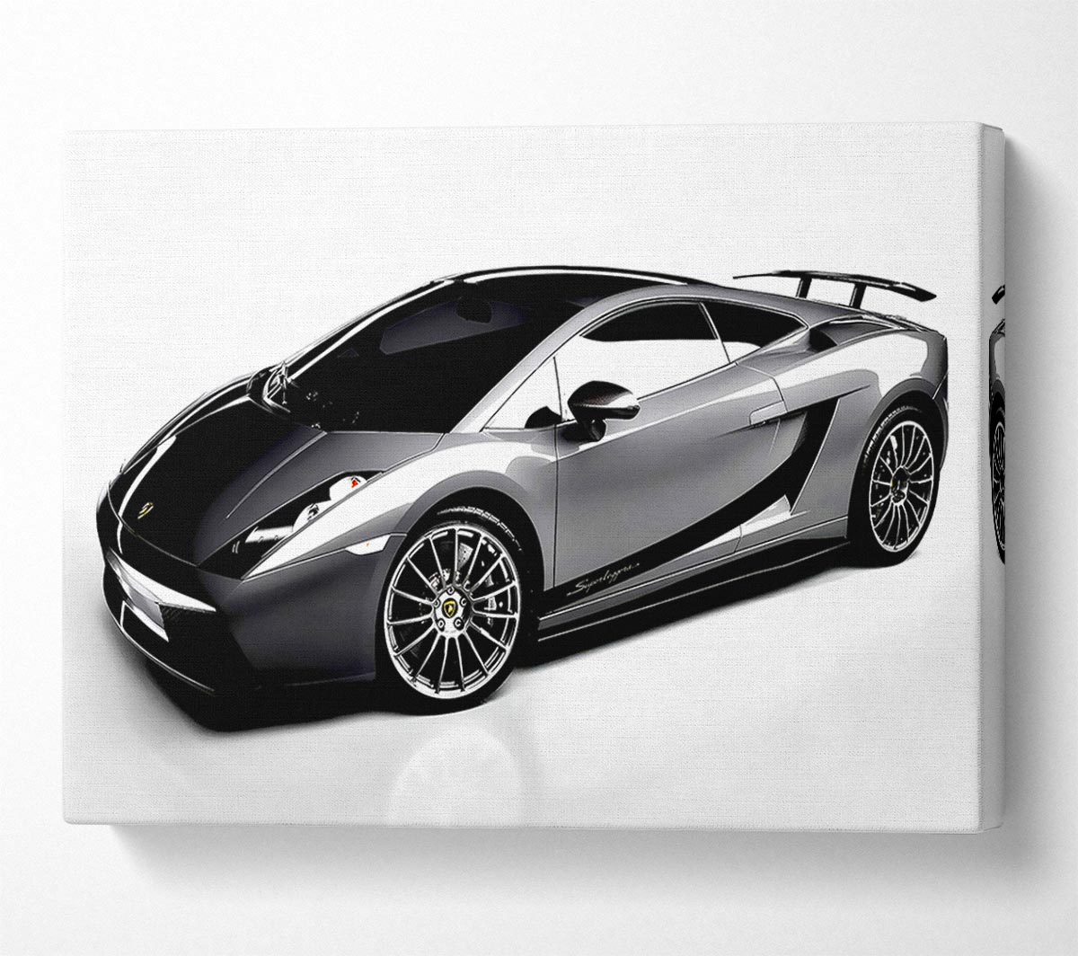 Lamborghini Side Profile Silver Canvas Wall Art