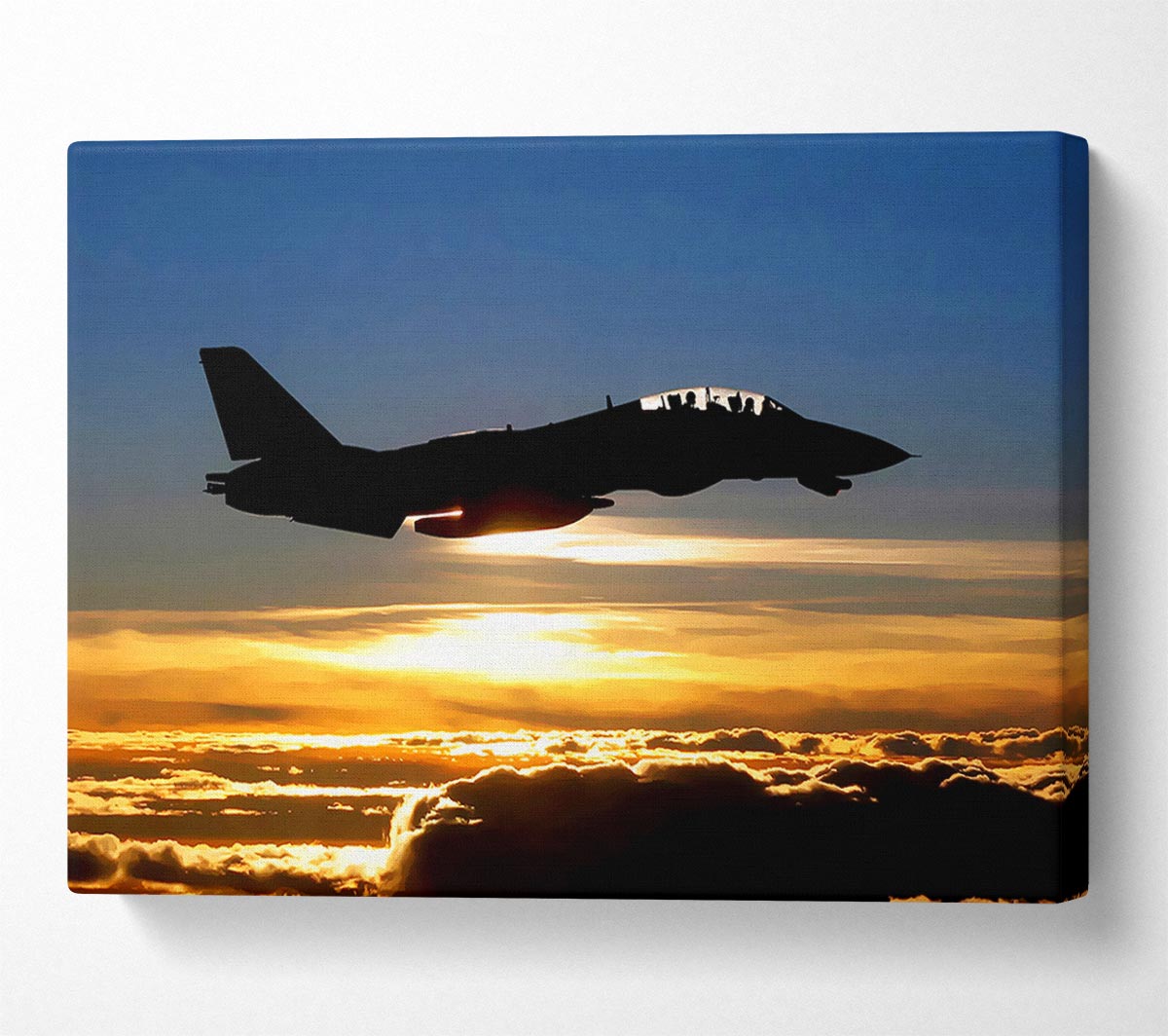 Fighter Pilots At Sunset Canvas Wall Art