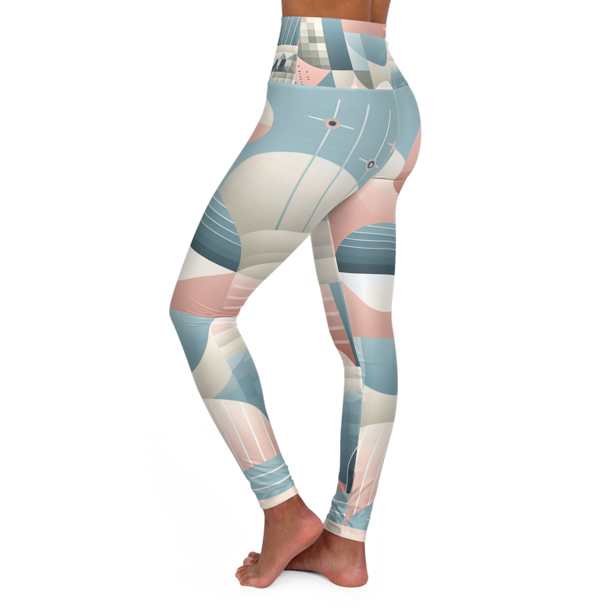 FlexFit Revolution Pastel Geometric Leggings - Modern Pattern for Sophisticated Wardrobe Essential