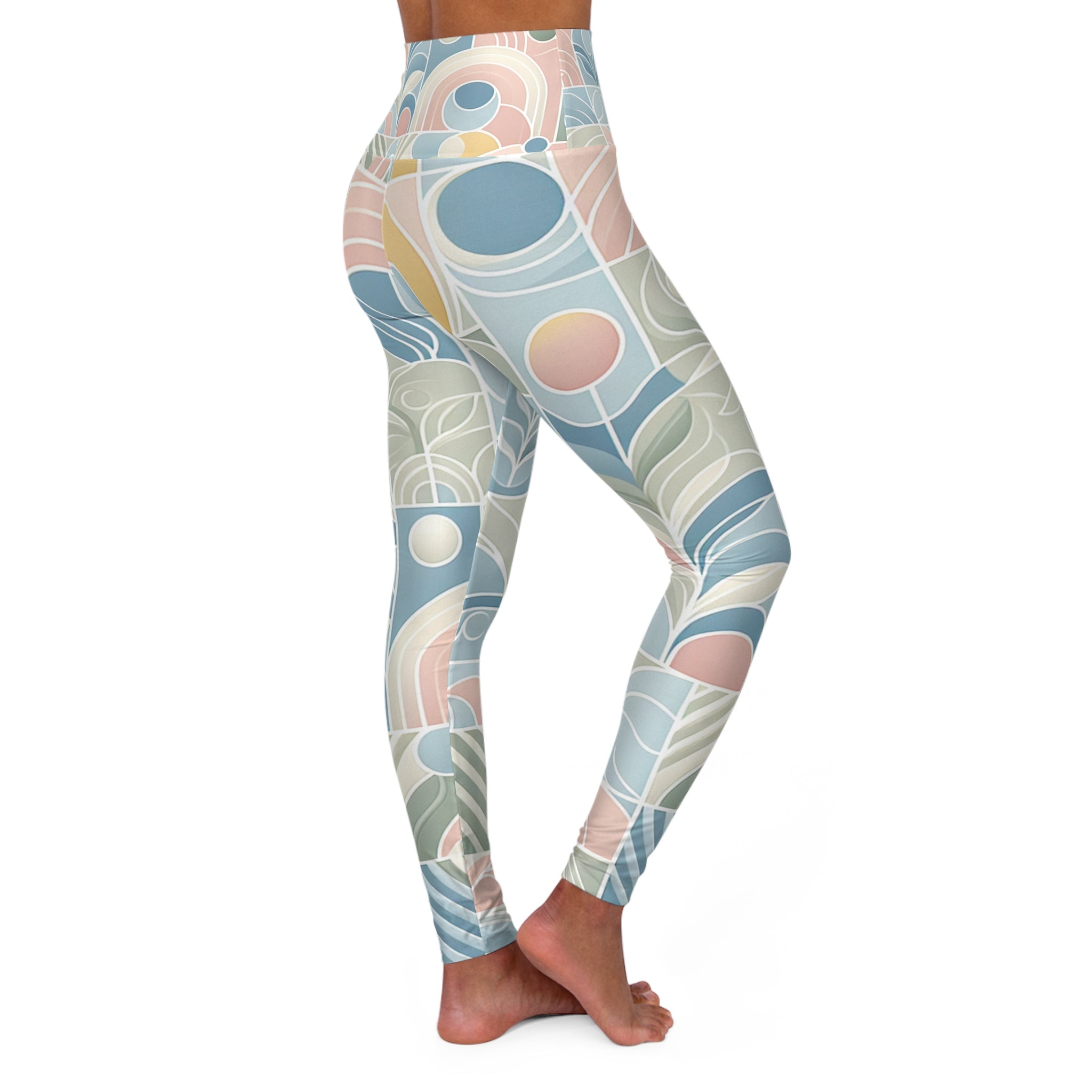 Dazzling Dreams Studio Modern Design Pastel Leggings - Soft Blue, Pink, Yellow & Green Fashion