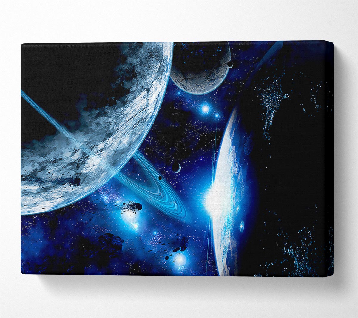 Blue Galaxy Rays Canvas Wall Art