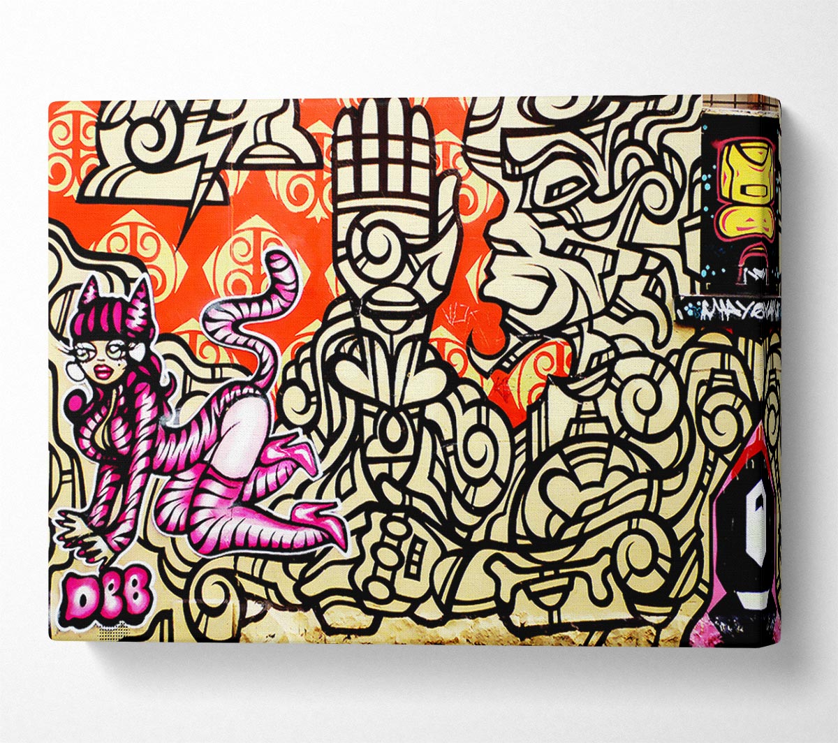 Graffiti Pink Cat Canvas Wall Art