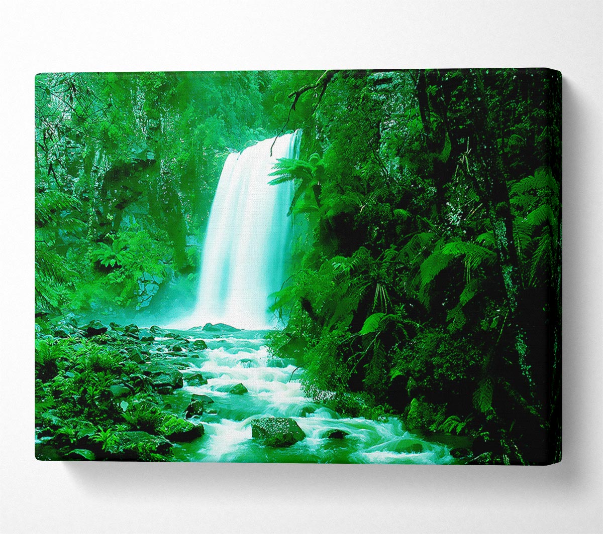Green Forest Waterfall Canvas Wall Art