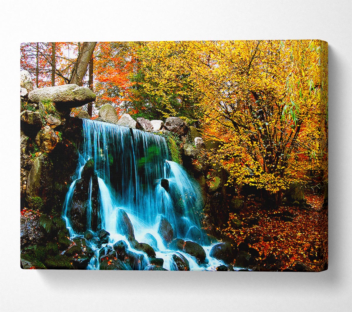 The Autumn Forest Waterfall Canvas Wall Art