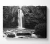 Hidden Woodland Waterfall Rocks B n W Canvas Wall Art