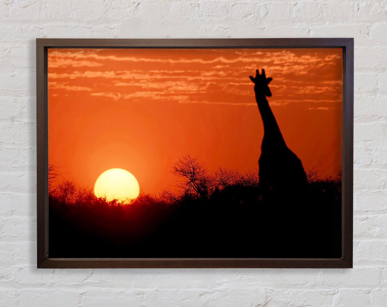 African Sunset Giraffe Framed Wall Art
