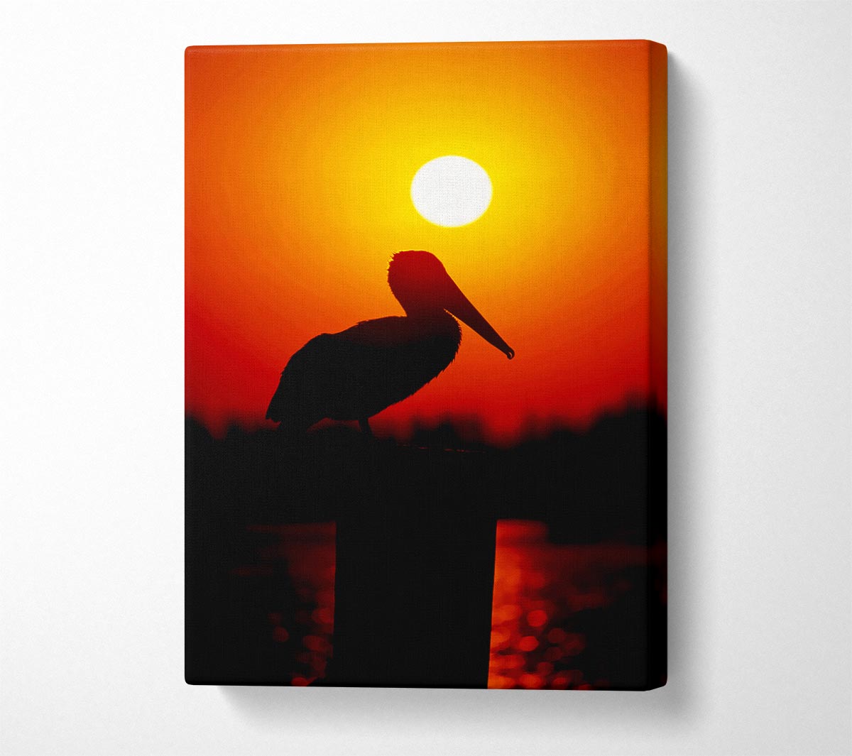 Bird At Sunset Canvas Wall Art