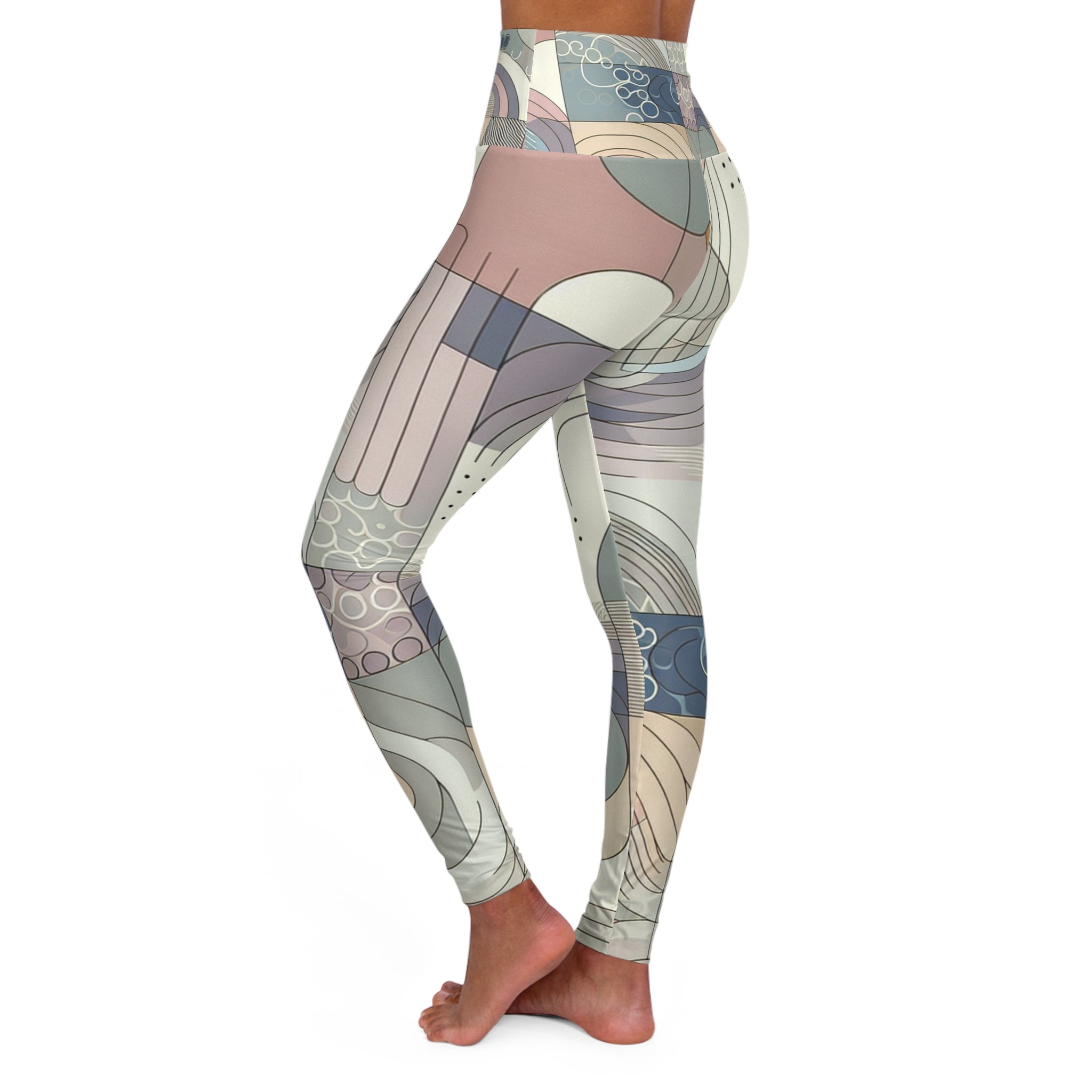 Abstract Pastel Leggings - Stylish Comfort with Bold Elements for Modern Fashion Enthusiasts