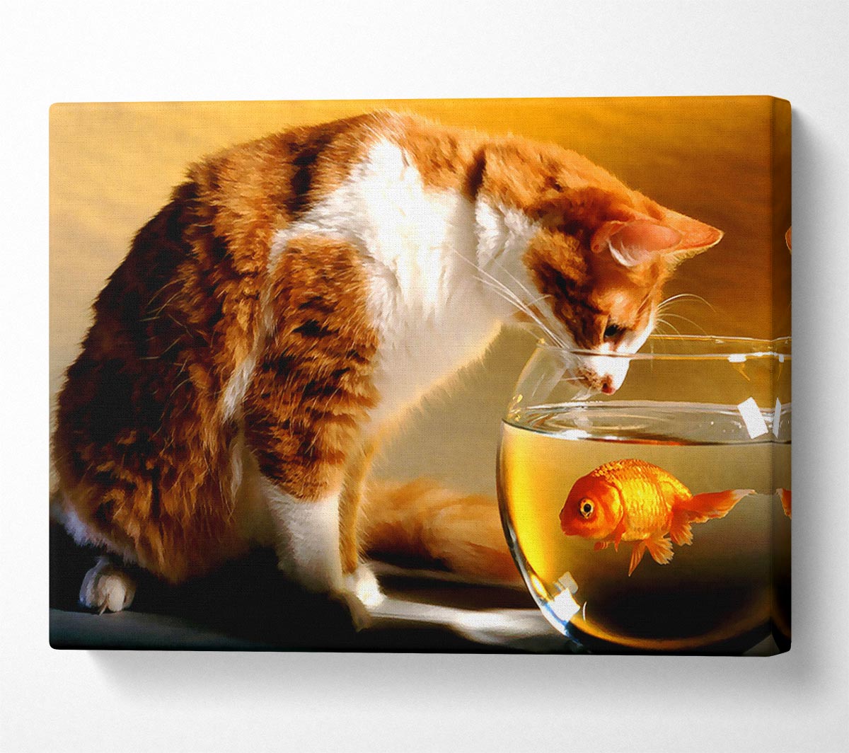 Cat And Fish Canvas Wall Art