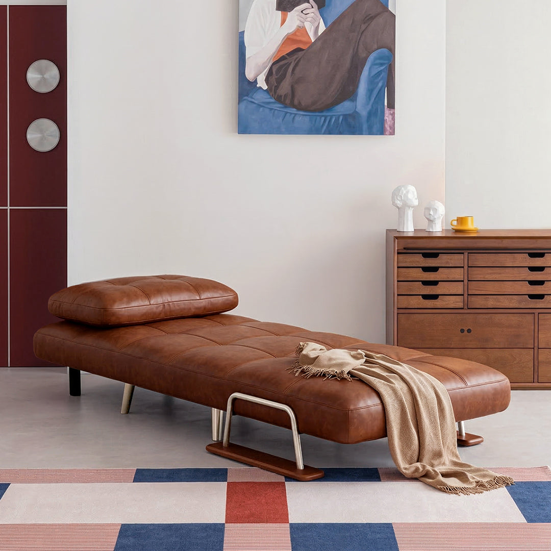 Riley Single Sofa Bed, Two Seater Sofa Bed, Black Leather