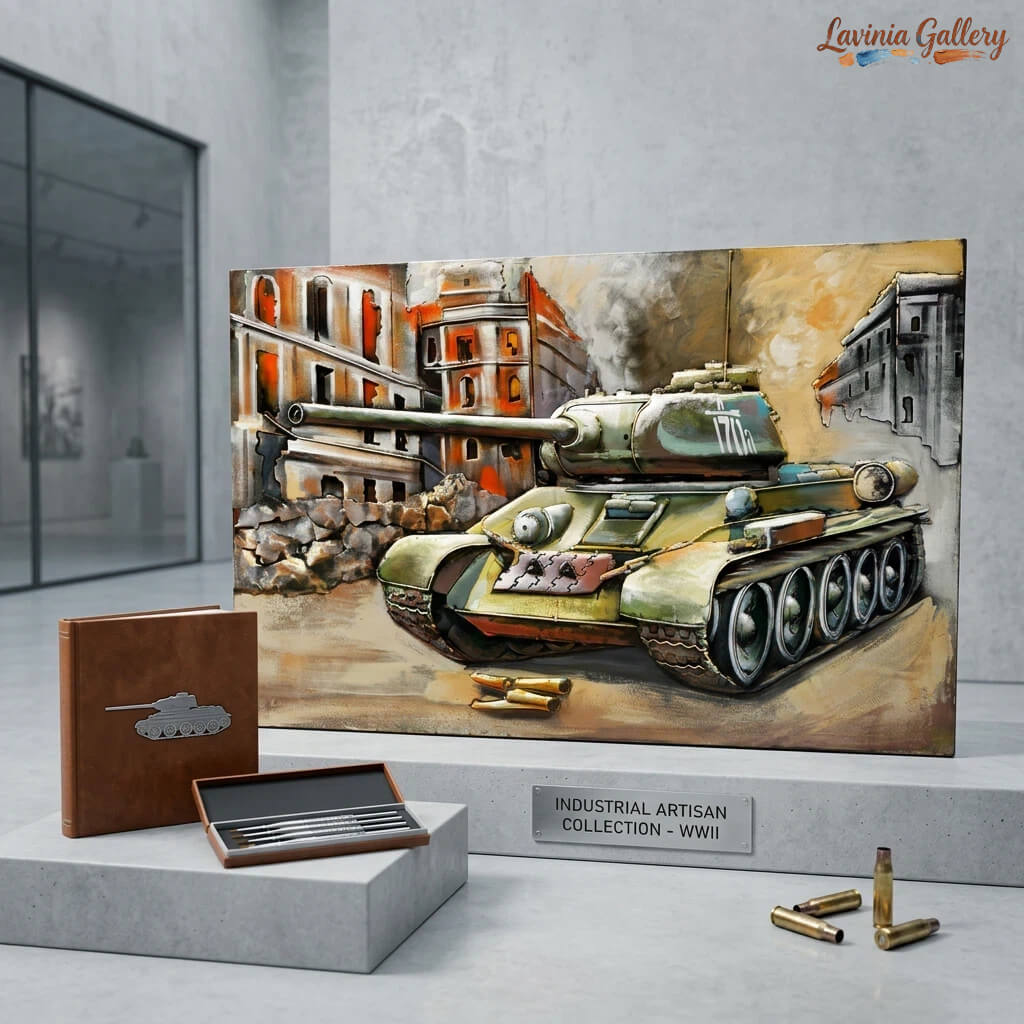 Handcrafted T-34-85 Tank 3D Metal Wall Art for Home & Office Decor