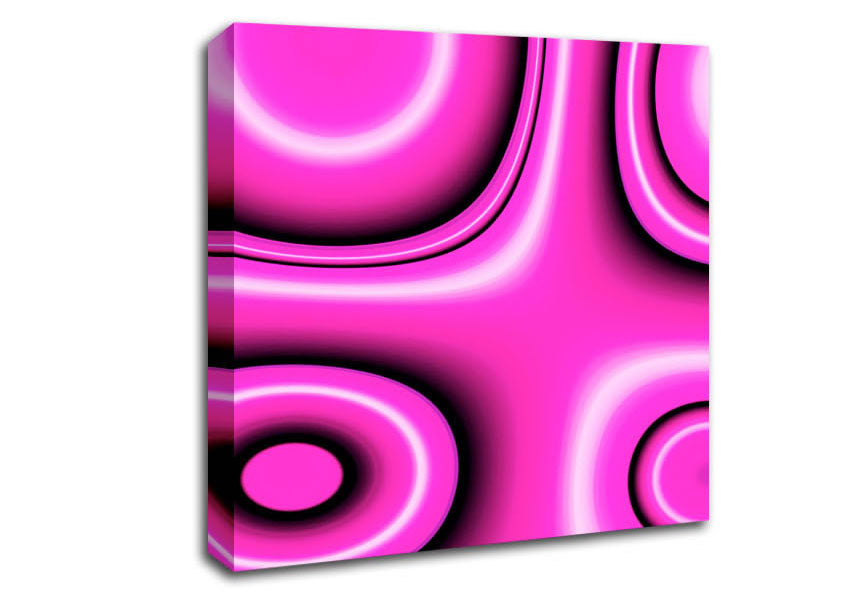Circles In Squares Pink Canvas Wall Art