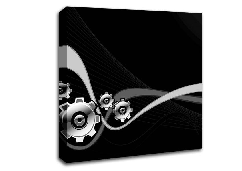 Silver Cogs Of Time Canvas Wall Art