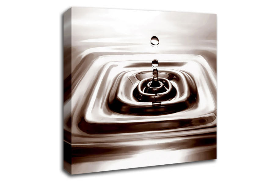 Square Water Droplet Brown Canvas Wall Art
