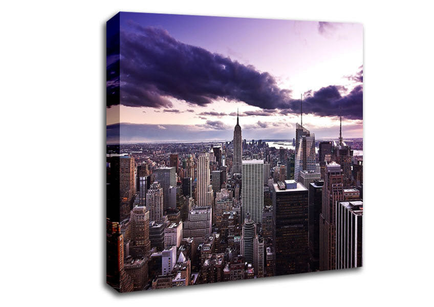 Aerial View Of New York City At Dusk Canvas Wall Art