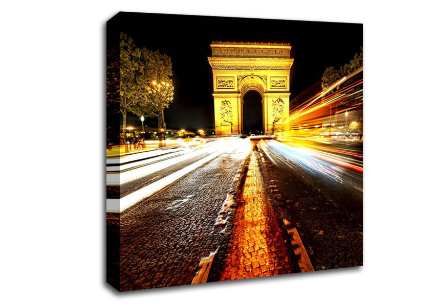 Arc De Triomphe At Night Canvas Wall Art