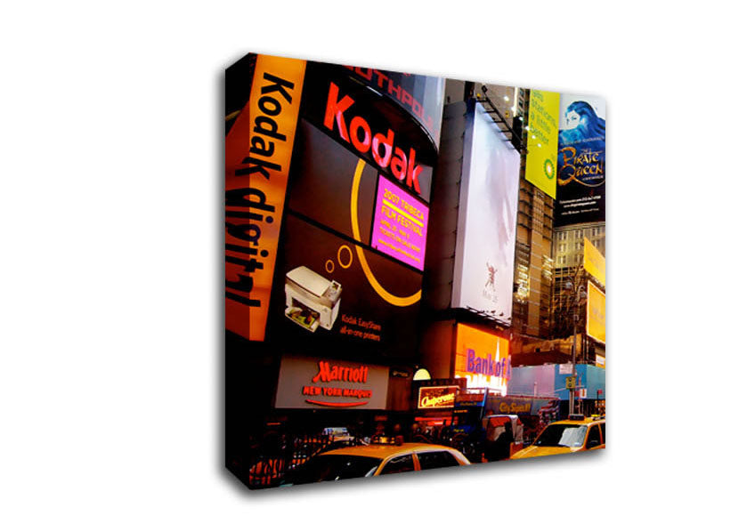 Billboards Of New YorkWith Yellow Cabs Canvas Wall Art