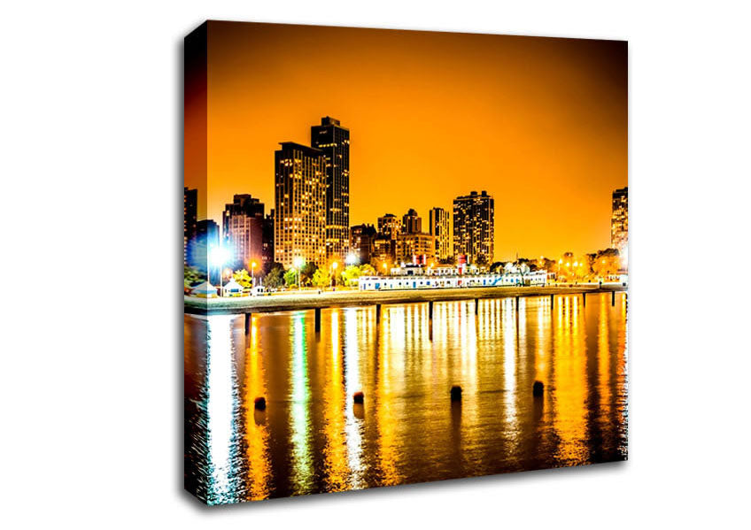 Golden City Waters Canvas Wall Art