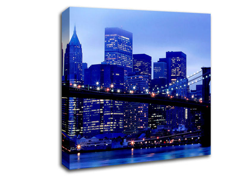 Brooklyn Bridge Blue Hue Canvas Wall Art