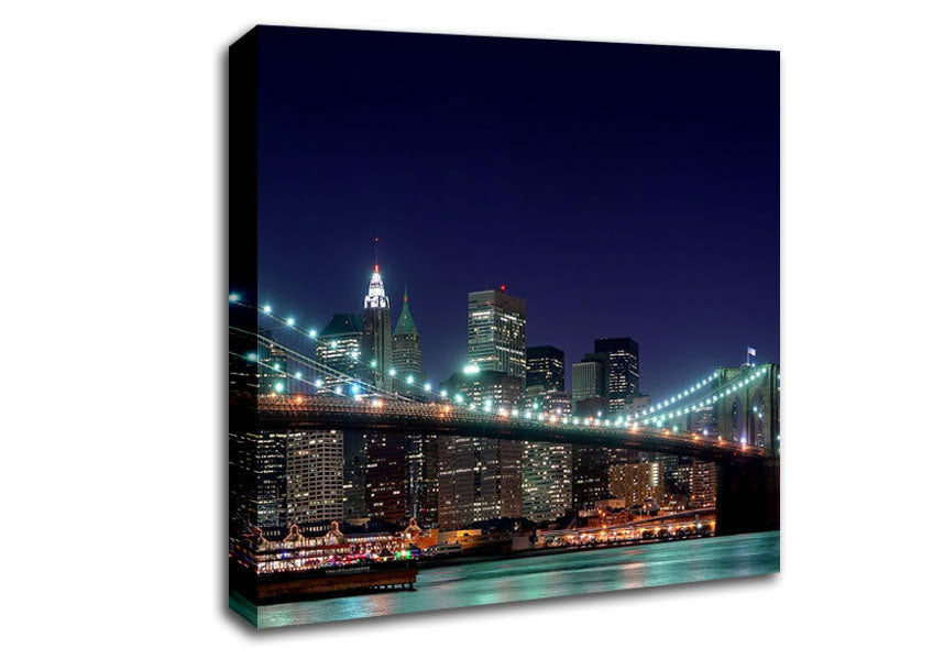 Brooklyn Bridge New York Lights Canvas Wall Art