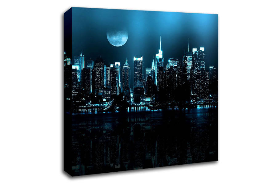 New York City Blue Moon Nights Canvas Wall Art