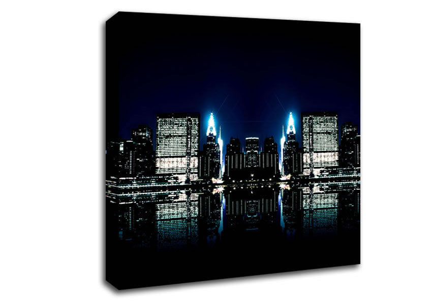City Night Reflections Canvas Wall Art