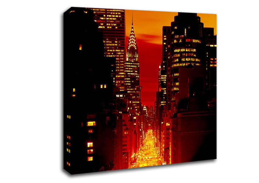 Empire State Building Fire Red Canvas Wall Art