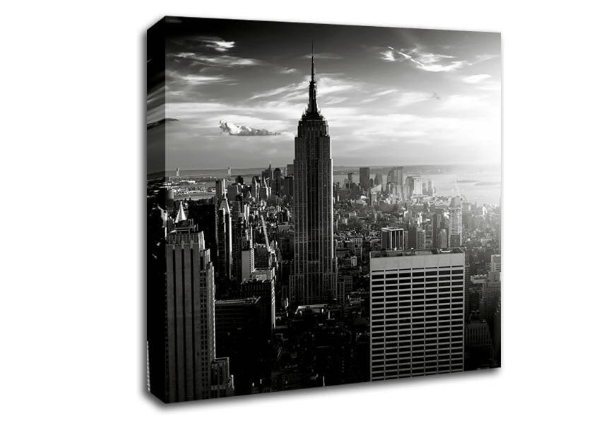 Empire State Building Sun Glow B n W Canvas Wall Art