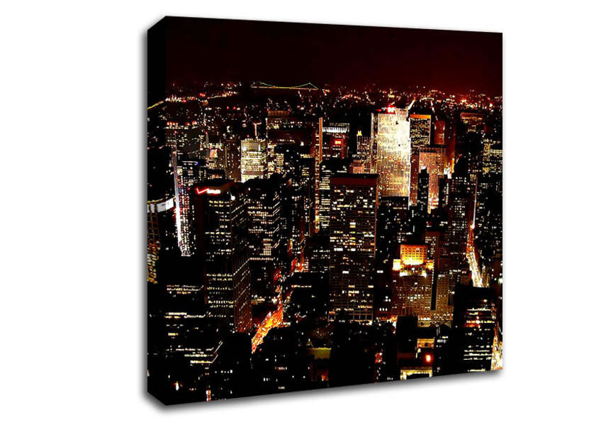 Golden City Nights Canvas Wall Art