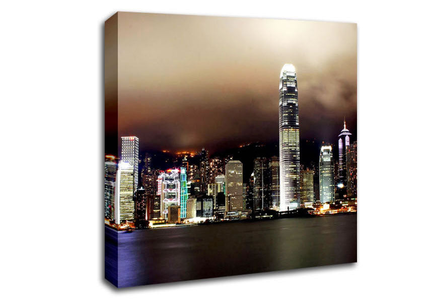 Hong Kong Harbour Brown Canvas Wall Art