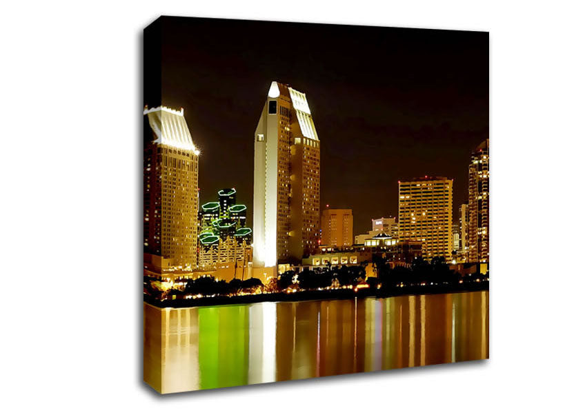 Hong Kong Golden Lights Canvas Wall Art