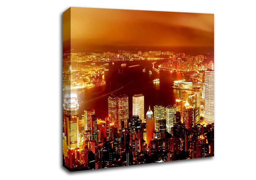 Hong Kong Harbour Nights Canvas Wall Art