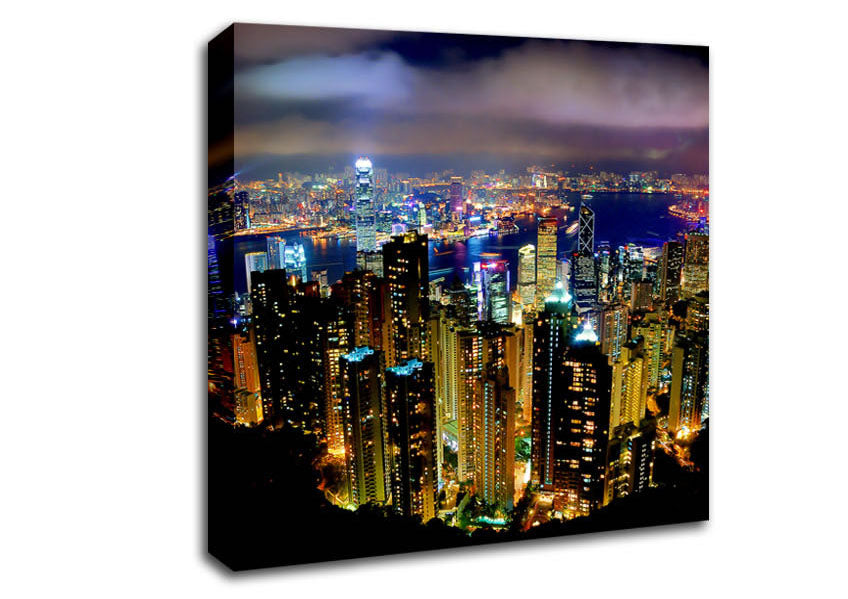 Hong Kong Night Light Canvas Wall Art