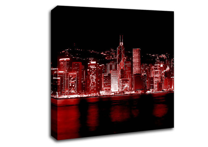 Hong Kong Waters Red Canvas Wall Art