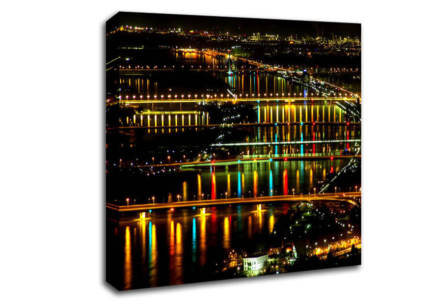 Lights At Danube Vienna Canvas Wall Art